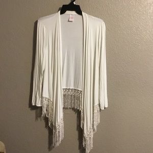 Super Cute Cream Fringe Cardigan